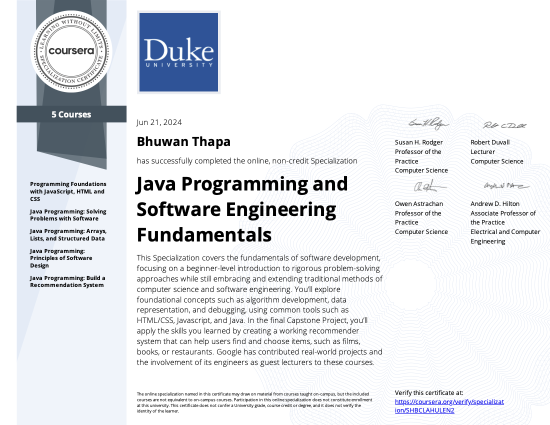 Java Programming and Software Engineering Fundamentals